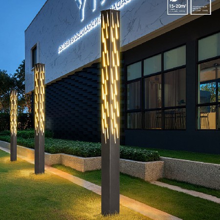 流星雨款庭院燈特色LOGO鏤空工藝方形不銹鋼方形景觀燈柱廠家批發