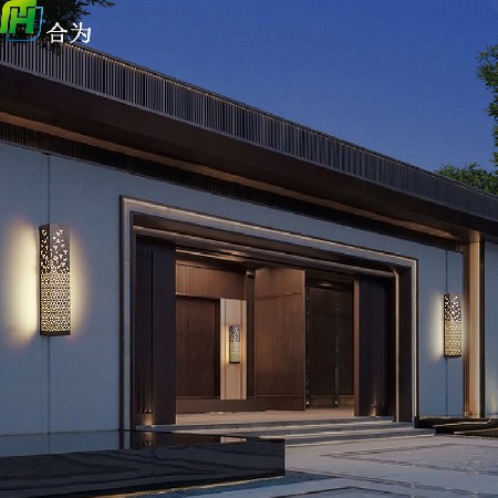 新款特色古韻典雅雕花不銹鋼制小區(qū)花園別墅庭院景觀照明LED壁燈